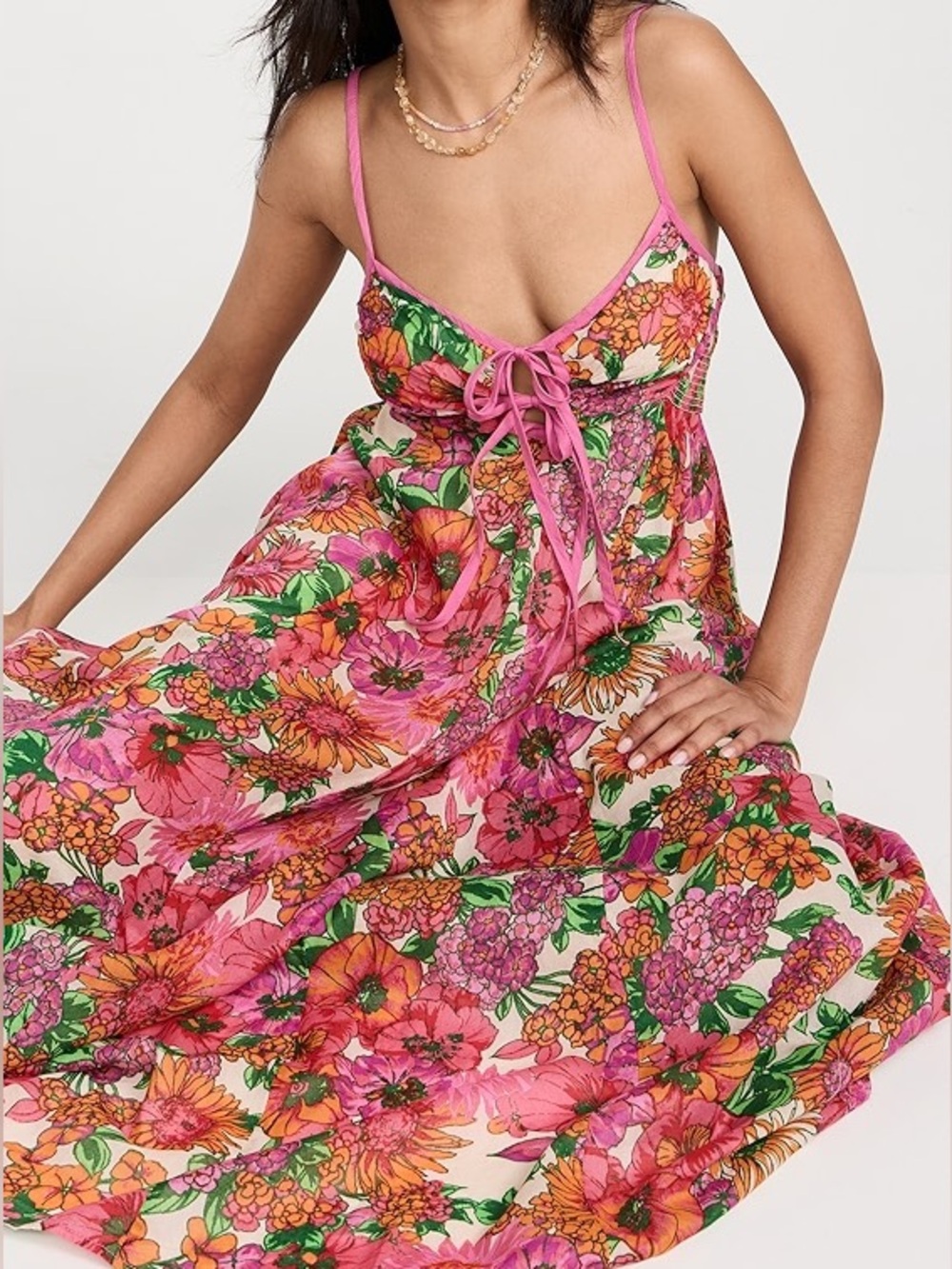 Free People Dream Weaver Maxi Dress In Pink Combo